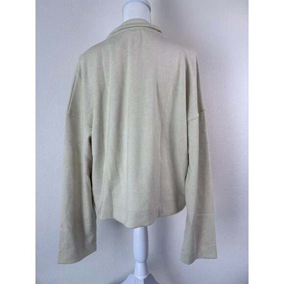 Madewell women's large cream quarter zip pullover‎ top oversized casual stretch - Picture 5 of 7